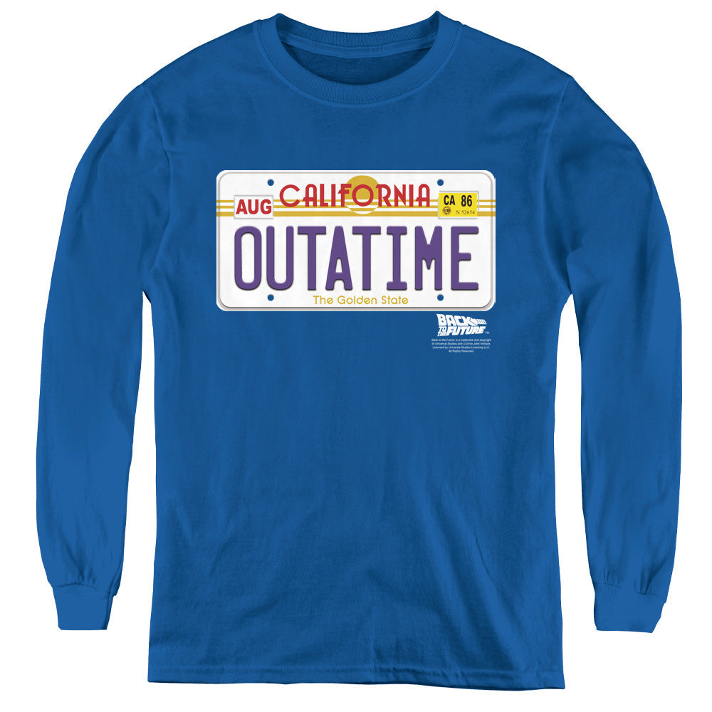 Back To The Future Outatime Plate Long Sleeve Kids Youth T Shirt Royal Blue Hoodie, Sweatshirt | CiraTrend.com