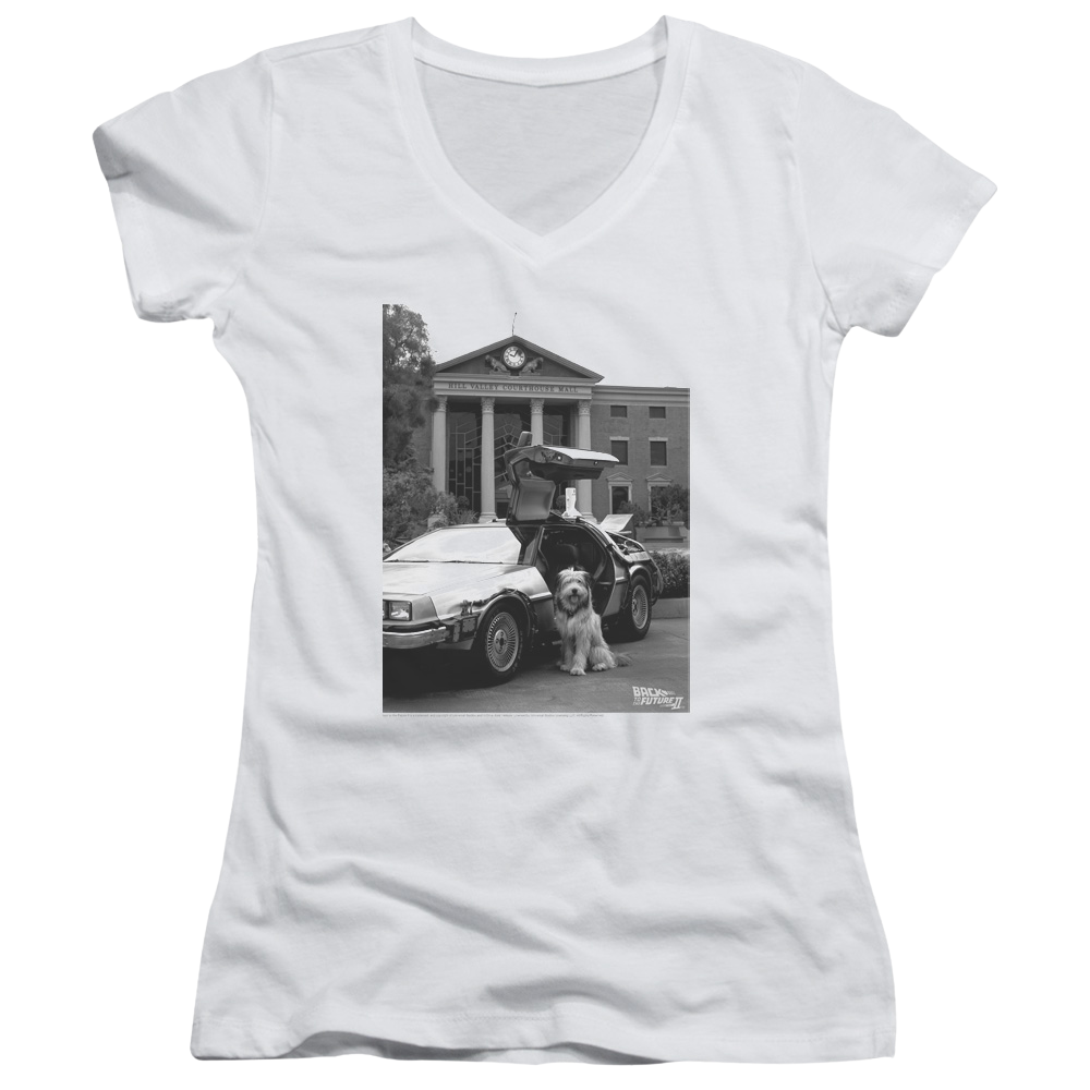 Back to the Future Trilogy Einstein - Juniors V-Neck T-Shirt Hoodie, Sweatshirt | CiraTrend.com