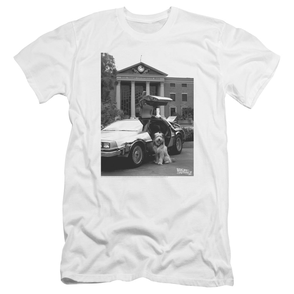 Back To The Future Ii Einstein Premium Bella Canvas Slim Fit Mens T Shirt White Hoodie, Sweatshirt | CiraTrend.com (Image 2)