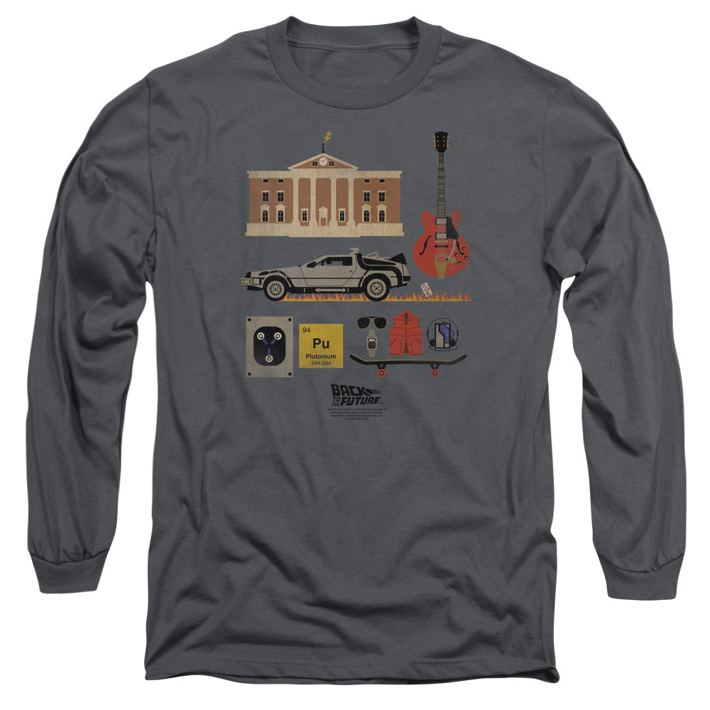 Back To The Future Items Mens Long Sleeve Shirt Charcoal Charcoal Hoodie, Sweatshirt | CiraTrend.com