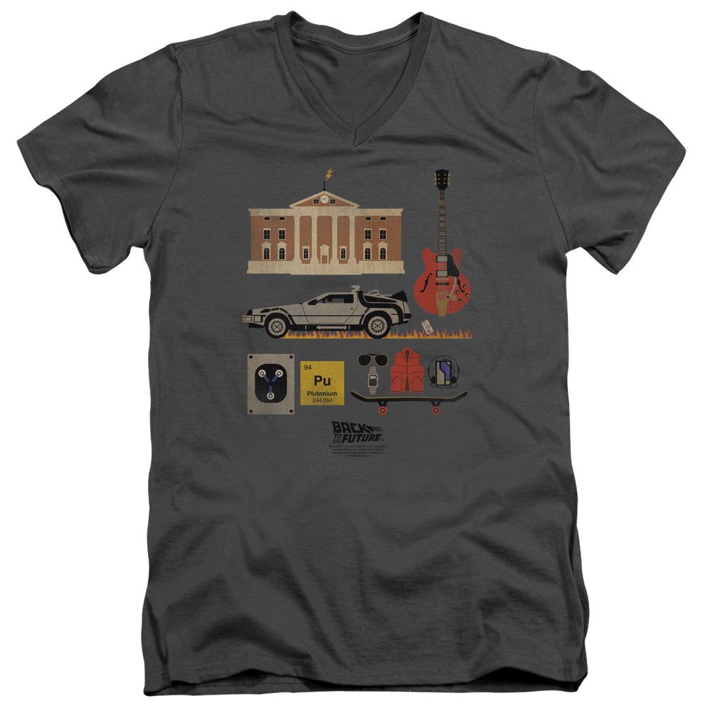 Back To The Future Items Mens Slim Fit V-Neck T Shirt Charcoal Hoodie, Sweatshirt | CiraTrend.com