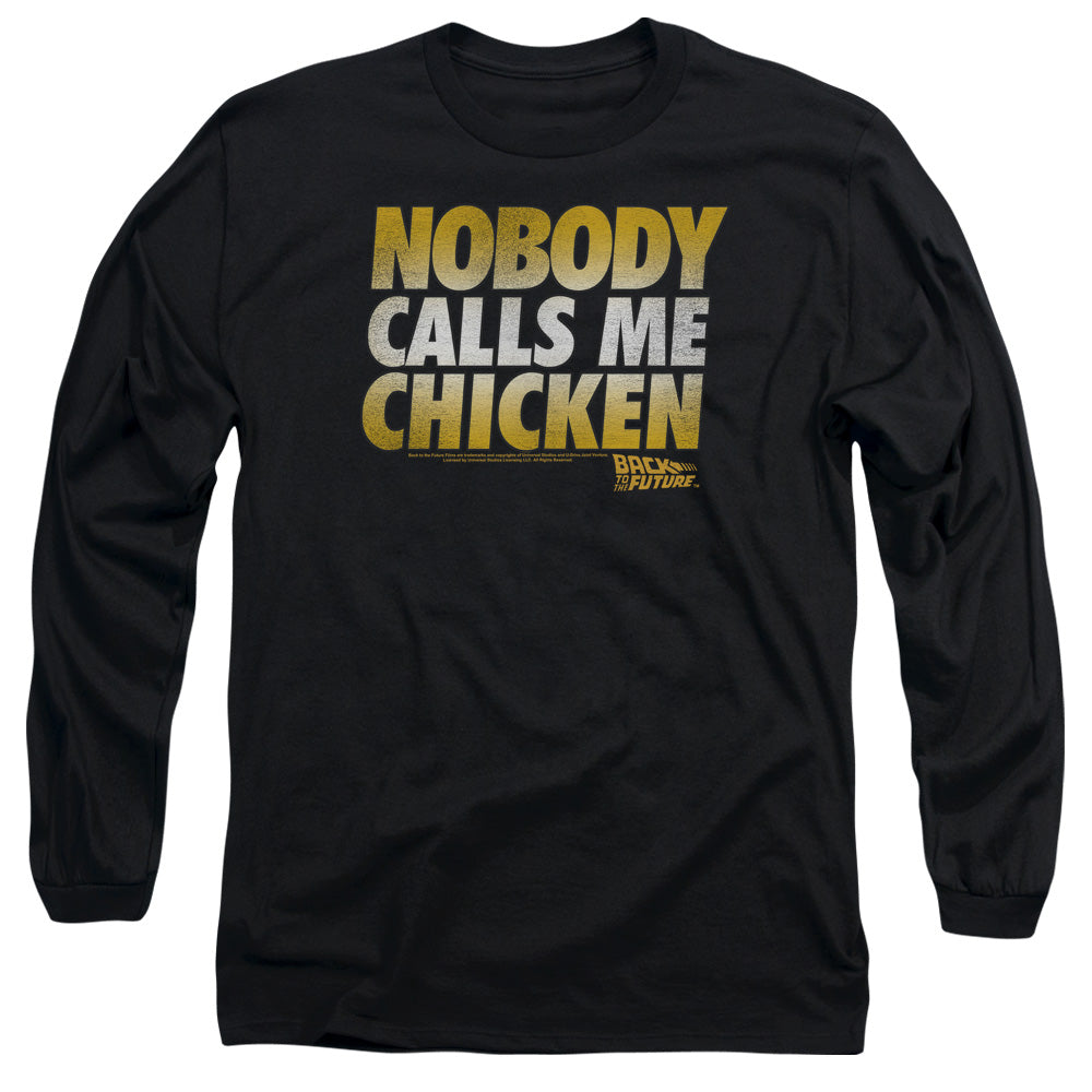 Back To The Future Chicken Mens Long Sleeve Shirt Black Hoodie, Sweatshirt | CiraTrend.com (Image 1)