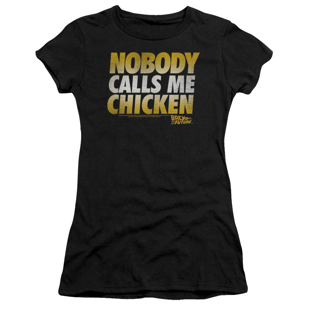 Back To The Future Chicken Junior Sheer Cap Sleeve Womens T Shirt Black Hoodie, Sweatshirt | CiraTrend.com