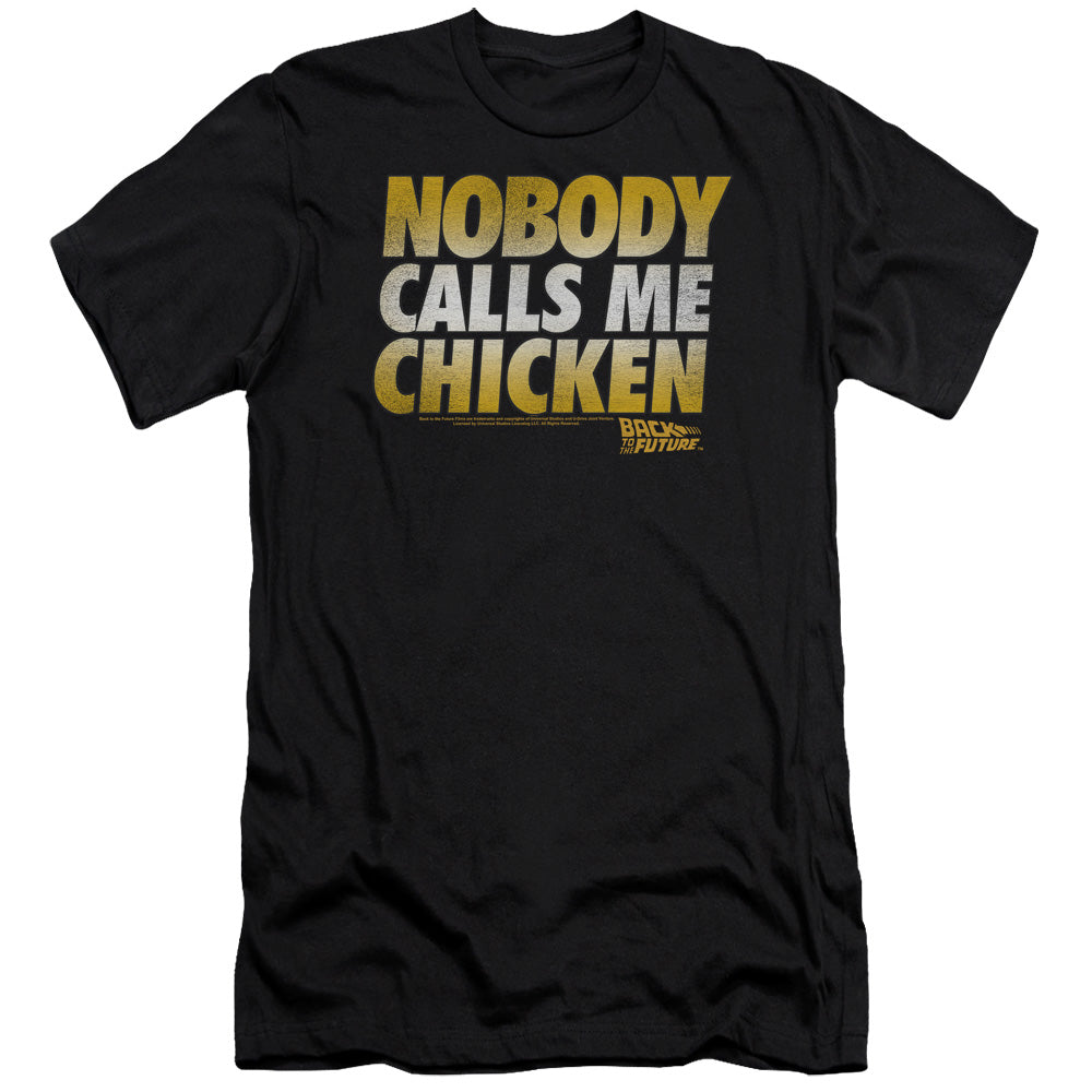 Back To The Future Chicken Premium Bella Canvas Slim Fit Mens T Shirt Black Hoodie, Sweatshirt | CiraTrend.com (Image 2)