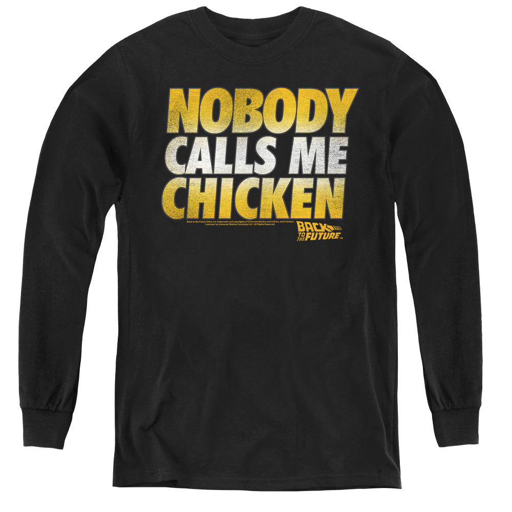 Back To The Future Chicken Long Sleeve Kids Youth T Shirt Black Hoodie, Sweatshirt | CiraTrend.com