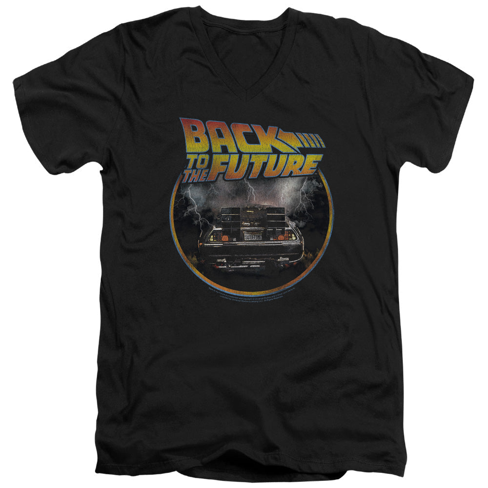 Back To The Future Back Mens Slim Fit V-Neck T Shirt Black Hoodie, Sweatshirt | CiraTrend.com