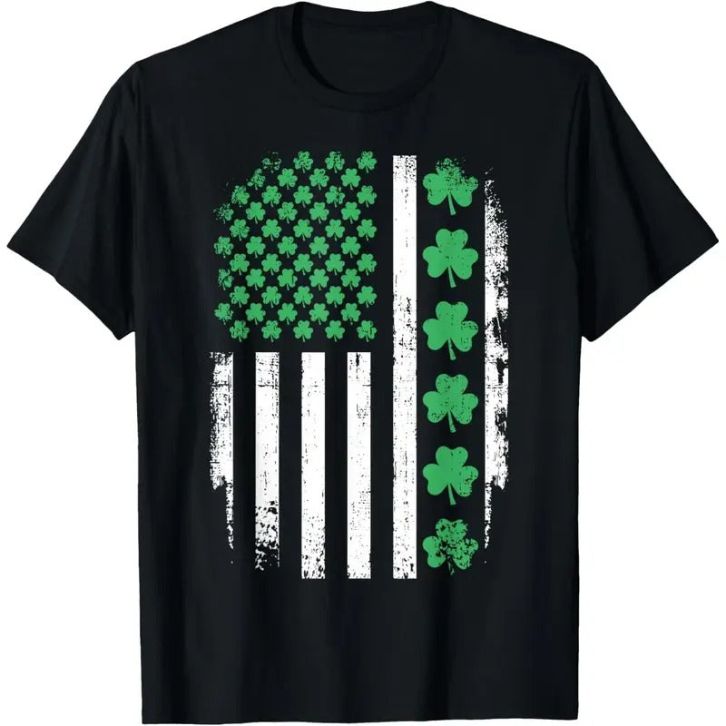 US American flag with shamrocks for St Patricks day T-Shirt made in USA Hoodie, Sweatshirt | CiraTrend.com