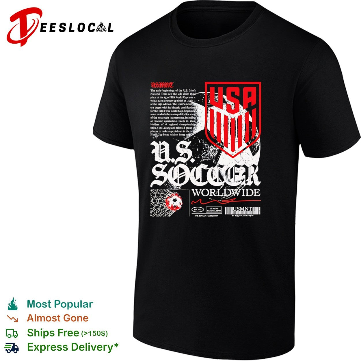US Soccer worldwide USMNT crest graphic shirt