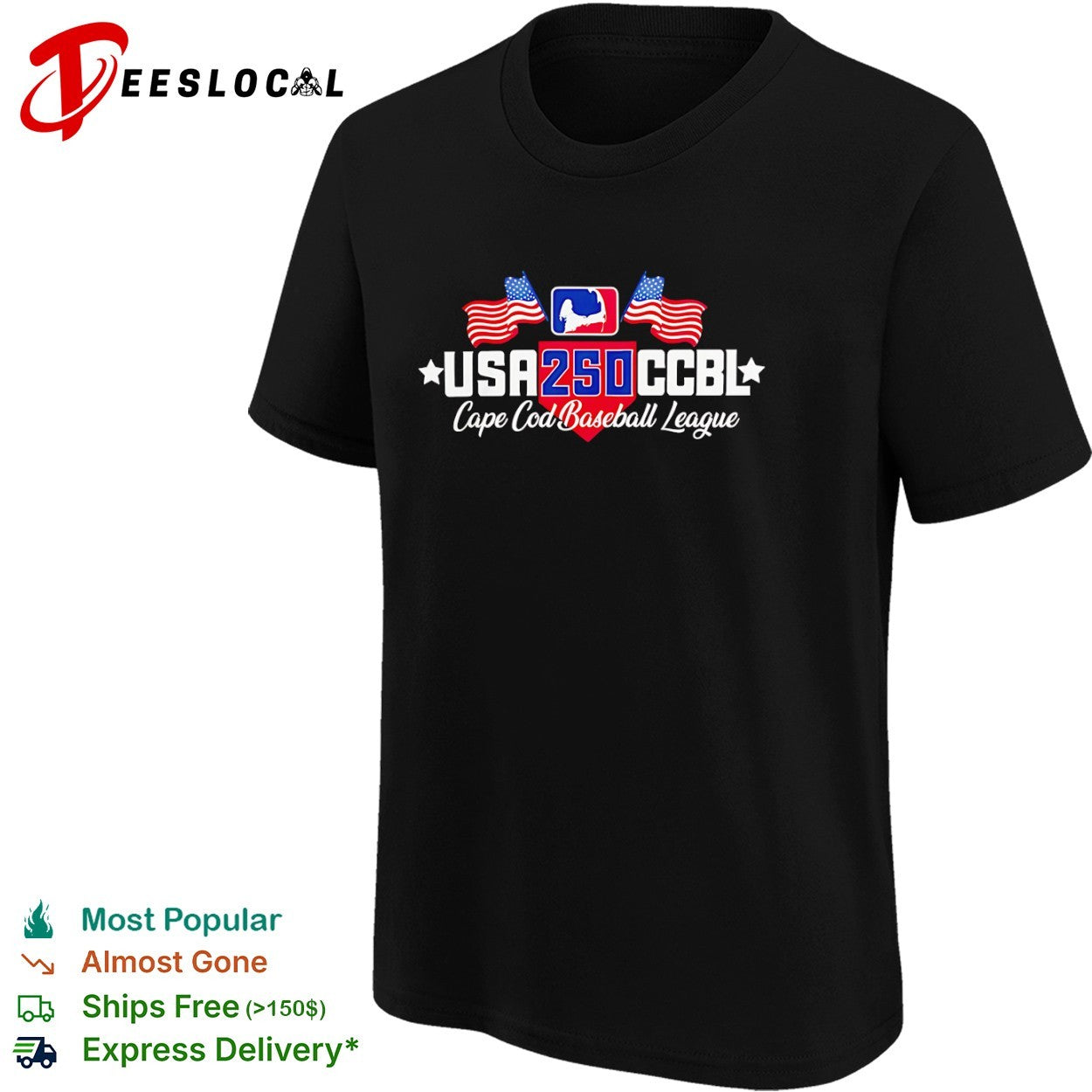 USA 250 CCBL Cape Cod Baseball League shirt