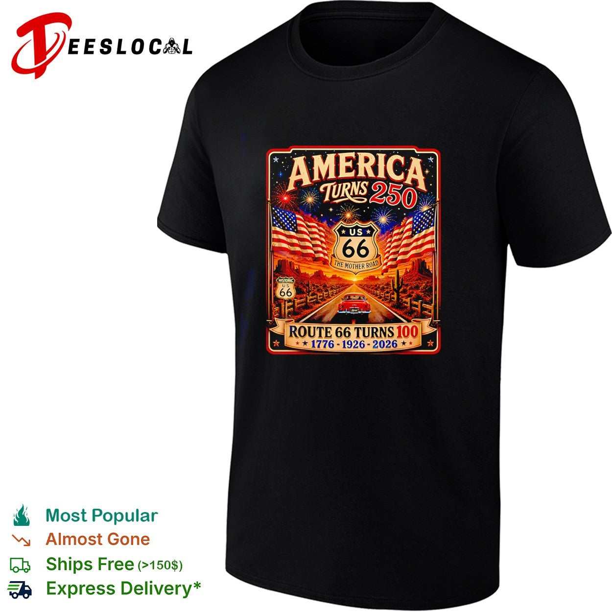 USA 250 US Highway 66 Road Anniversary vintage shirt