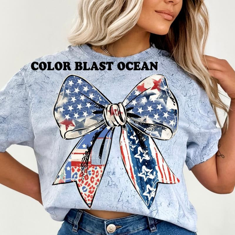 USA Bow Shirt Comfort Colors ~ Unisex Apparel Relaxed Fit Printed In The USA Clothing Womenswear Casual Comfort Cotton...