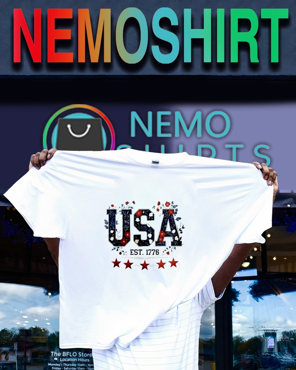 USA Est 1776 Floral graphic shirt