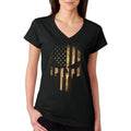 USA Flag Skull Patriotic Women's V-Neck T-Shirt Casual Comfort Hoodie, Sweatshirt | CiraTrend.com