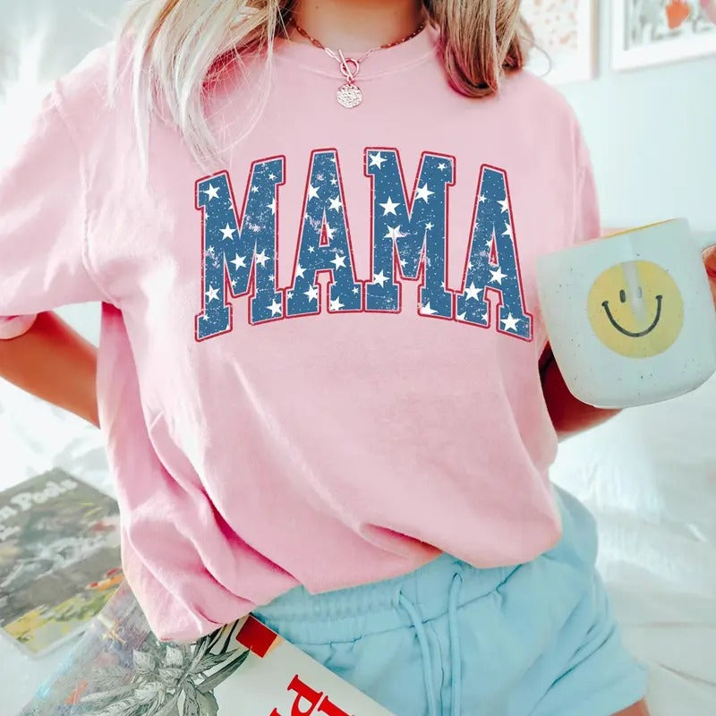 USA Mama Shirt, 4th of July Shirt, America Shirt, Shirt for 4th of July, Patriotic Shirt, Memorial Day shirt Top...