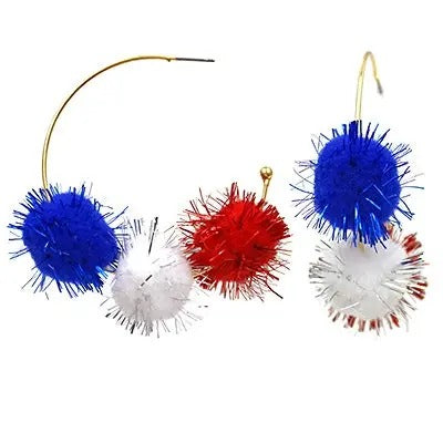 USA Pom Pom Hoop Earrings T-Shirts, Hoodie, Sweatshirt | CiraTrend.com