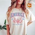 USA Shirt, Summer BBQ Tshirt, Red White and Blue, America Tee, Land Of Free, Women's 4th of July, Fourth of July T-Shirt,...