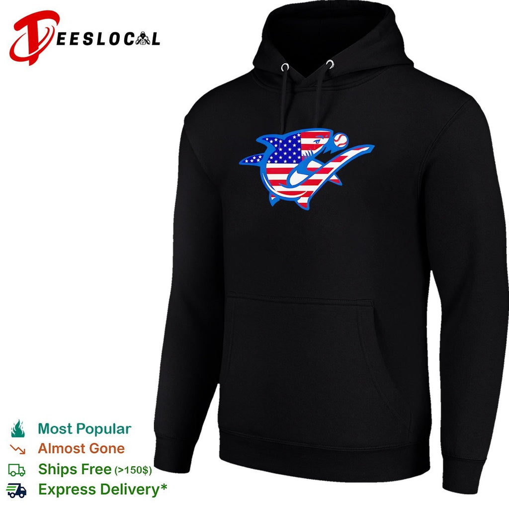 USA flag shark with baseball sports logo American animal shirt
