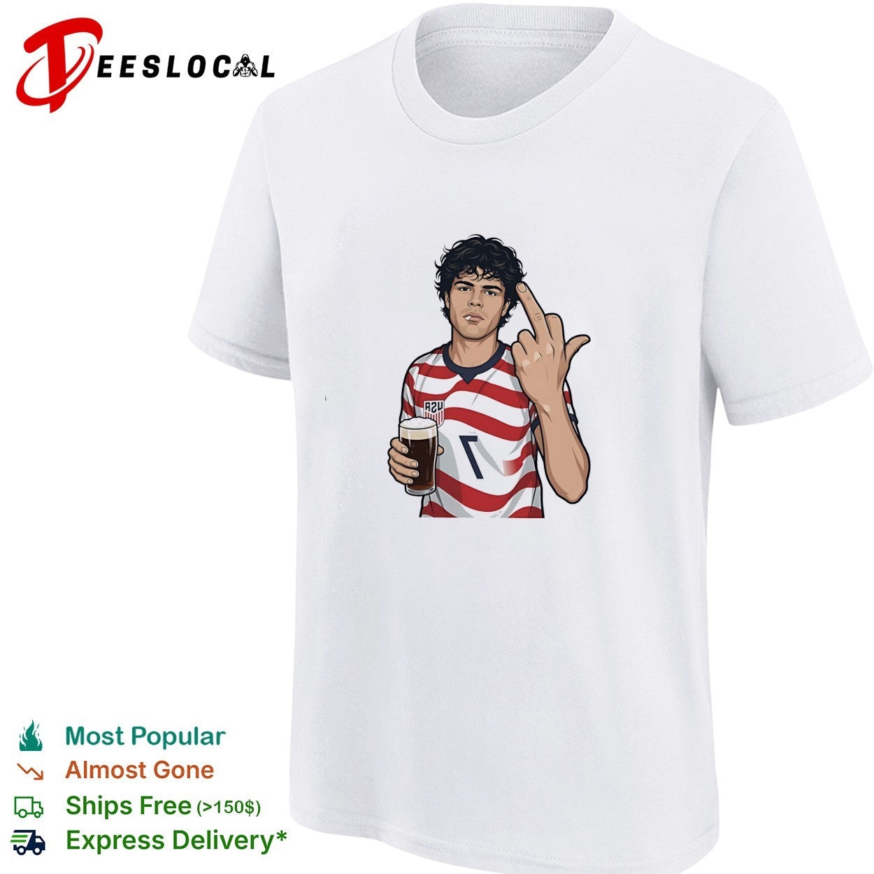 USA jersey man beer middle finger shirt