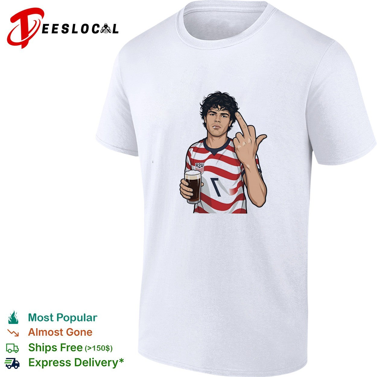 USA jersey man beer middle finger shirt