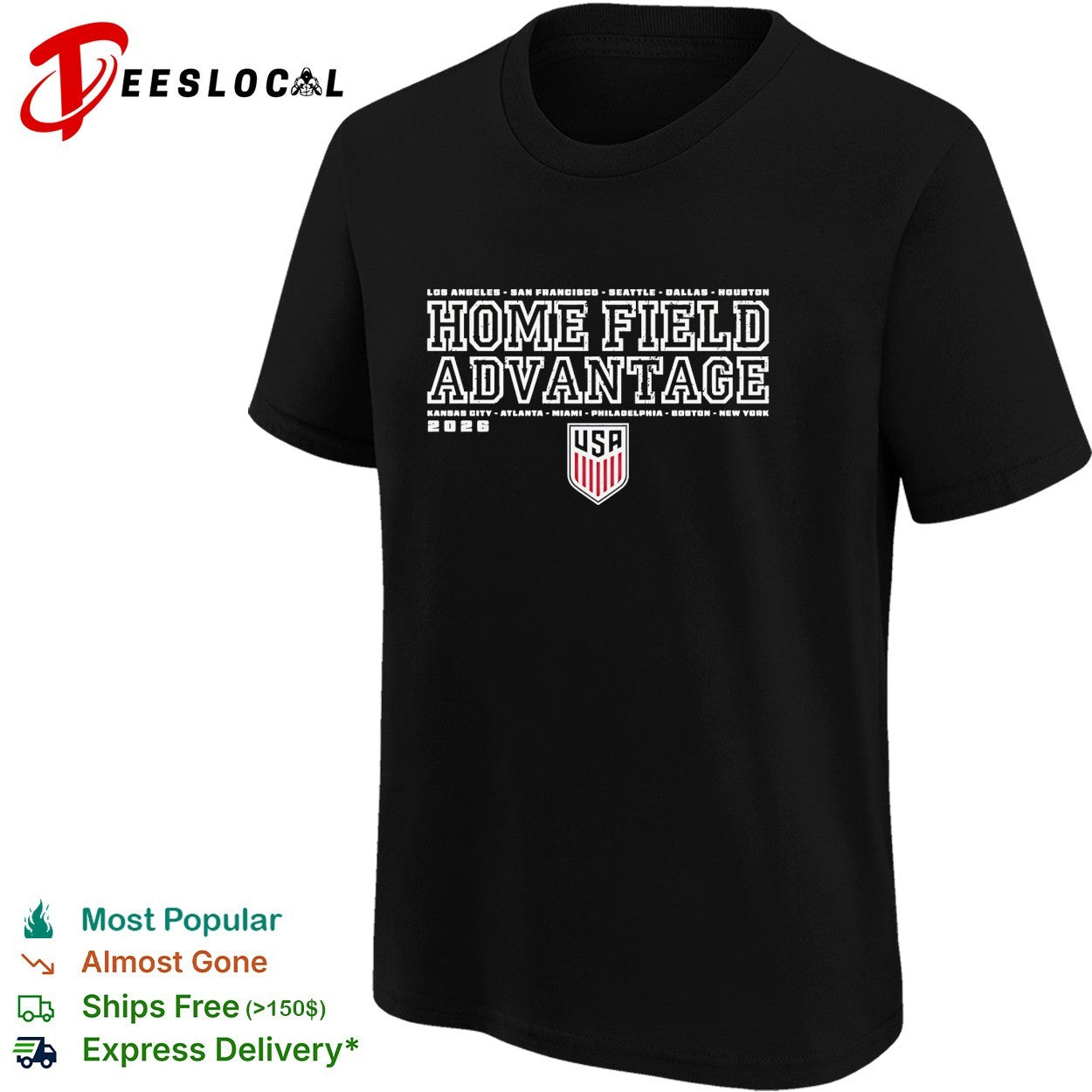 USA soccer home field advantage 2026 cities shirt