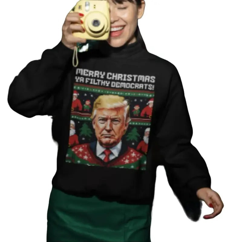 Ugly Christmas Sweater Trump Christmas Sweatshirt Ugly Election 2024 Shirt Hoodie | CiraTrend.com