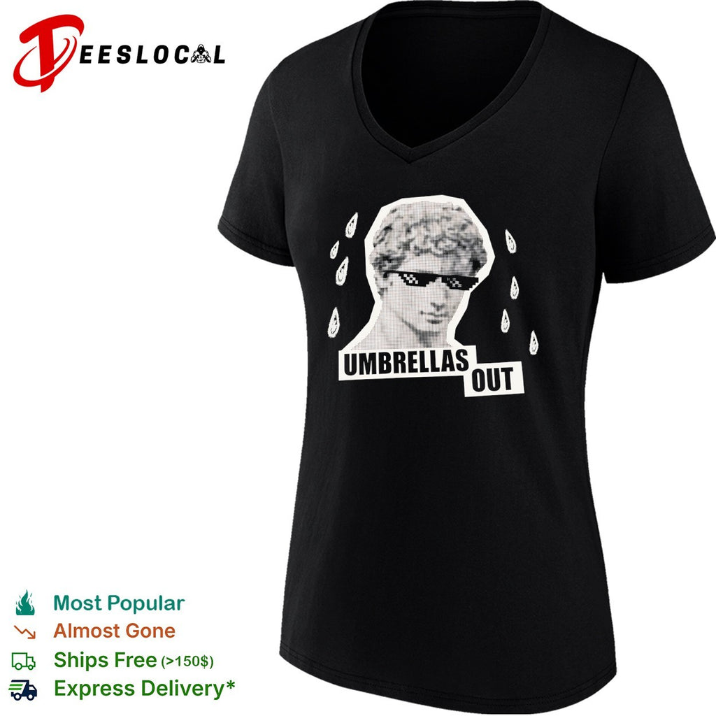 Umbrellas out Statue head shirt