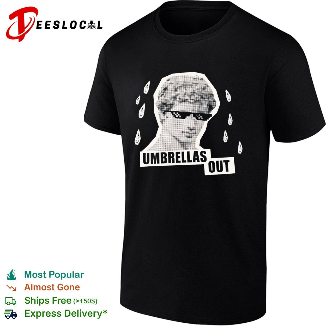 Umbrellas out Statue head shirt