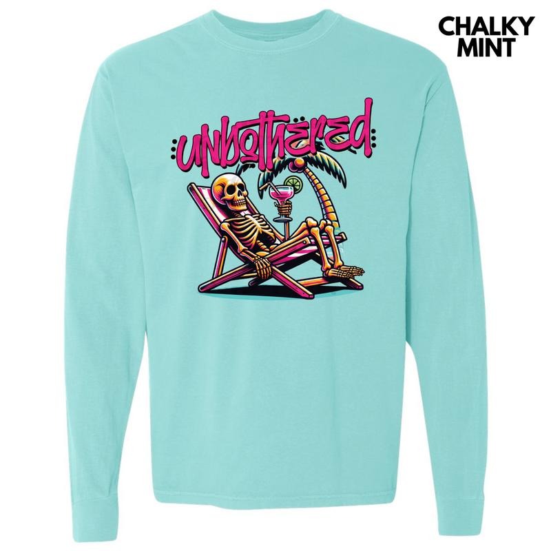 Unbothered Skeleton Long Sleeve Comfort Colors T-Shirt Hoodie, Sweatshirt | CiraTrend.com