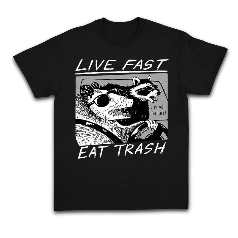 Unisex Vintage Opossum Live Fast Eat Trash 90s Style shirt, Retro Raccoon Shirt Hoodie, Sweatshirt | CiraTrend.com