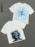 Unisex's Letter Print Round Neck Graphic Tee, Regular Fit Casual Fashion Short Sleeve T-shirt, Unisex's Summer Top for...