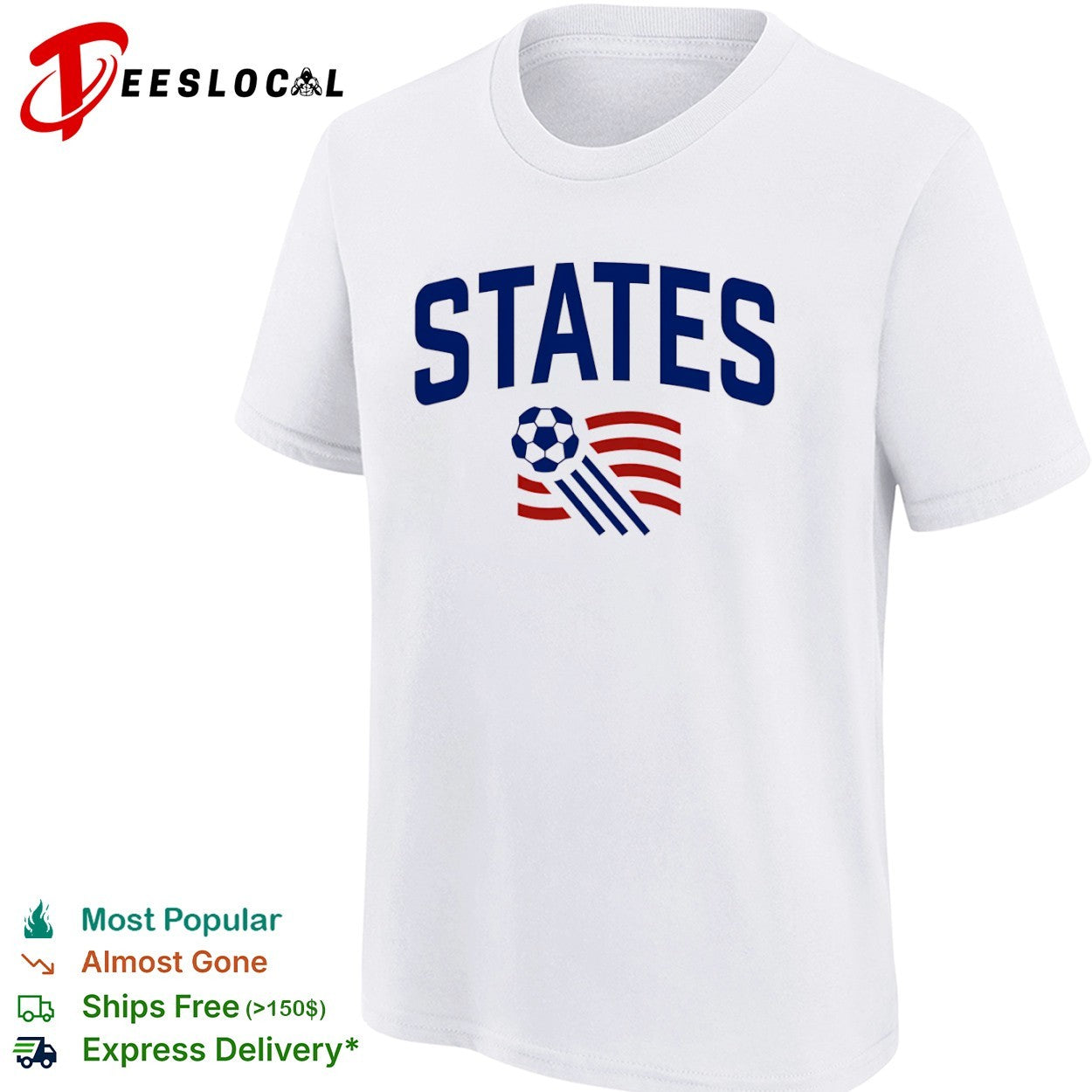 United States soccer flying ball shirt