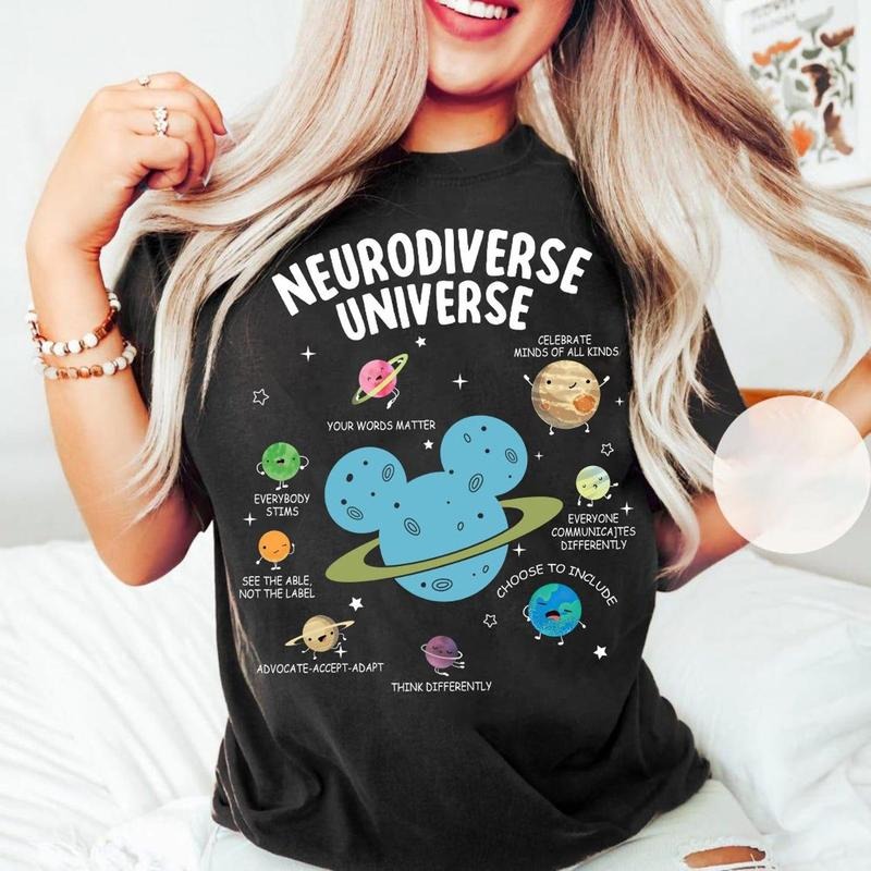 Universe Mouse Head Tshirt Sweatshirt, MOuse Autism Awareness Shirt, Autism Month Shirt, Autism Mom Understand Love Shirt...