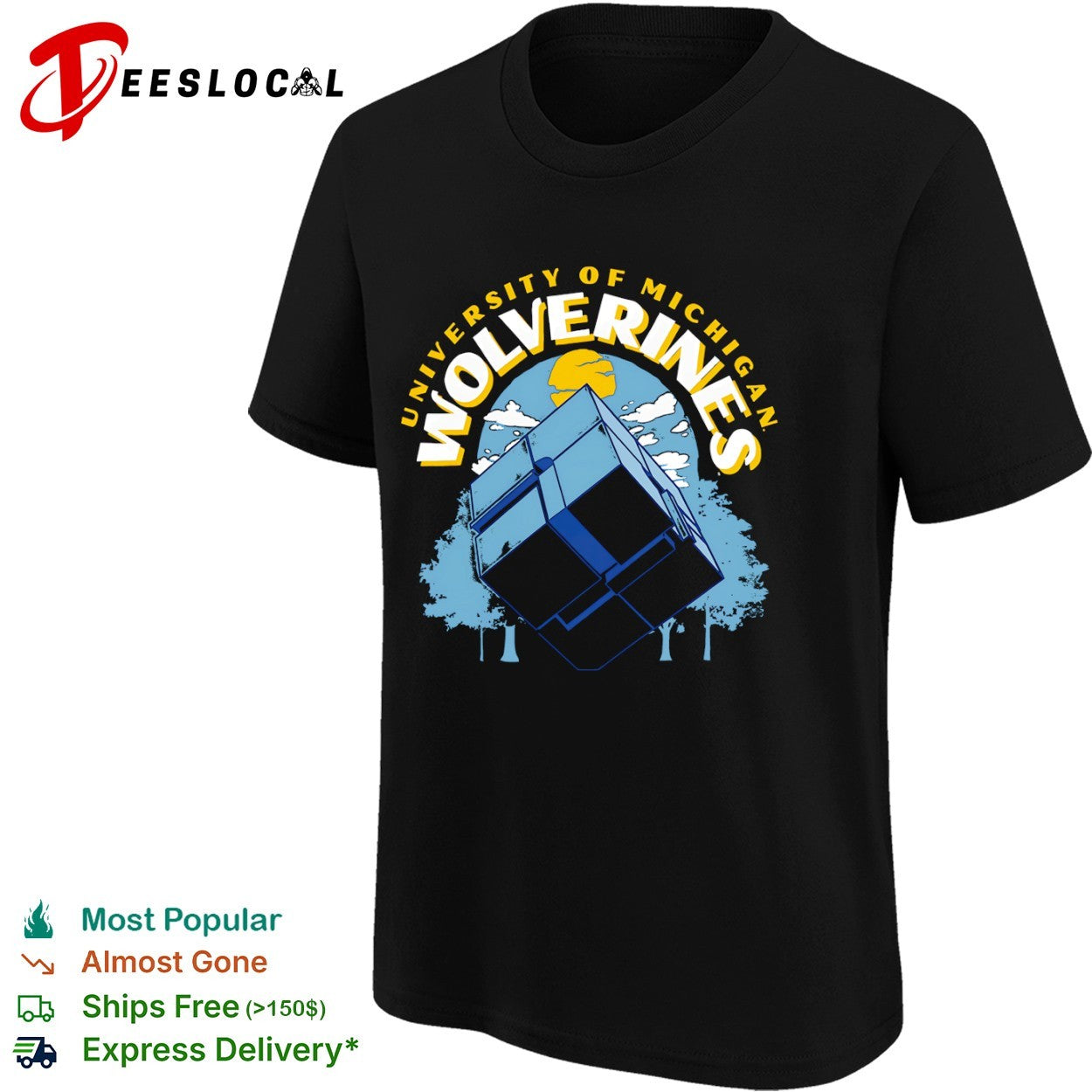 University of Michigan Wolverines Rubiks Cube Cube Puzzle Logic Theory Art shirt