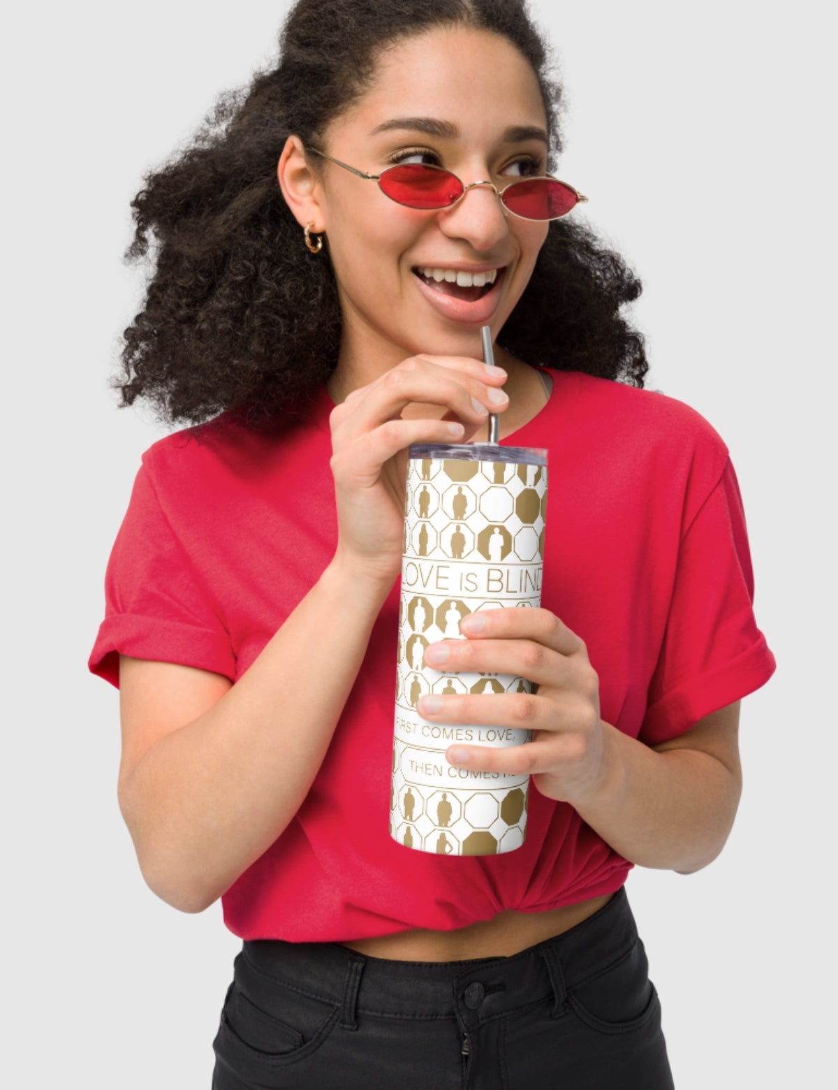Love is Blind "First Comes Love, Then Comes Reality" Stainless Steel Tumbler [White] T-Shirts, Hoodie, Sweatshirt (Image 2)