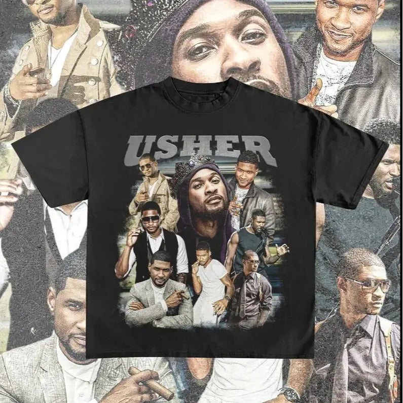 Usher Tshirt - 90s Vintage x Bootleg Style Rap Tee Cotton Menswear Hoodie, Sweatshirt | CiraTrend.com