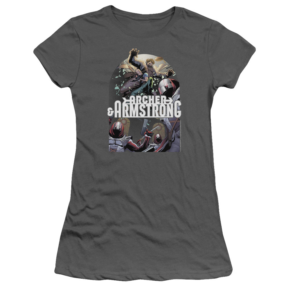 Archer & Armstrong Dropping In Junior Sheer Cap Sleeve Womens T Shirt Charcoal Hoodie, Sweatshirt | CiraTrend.com