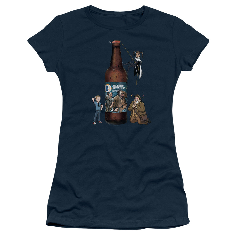 Archer & Armstrong Ale Junior Sheer Cap Sleeve Womens T Shirt Navy Blue Hoodie, Sweatshirt | CiraTrend.com