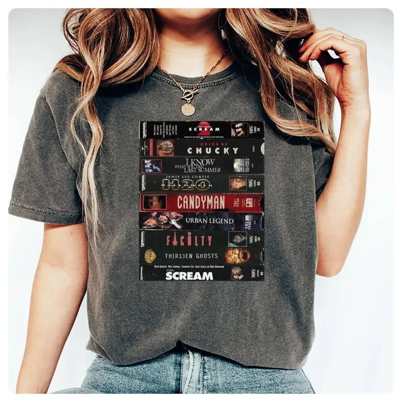 VHS   Movies Shirt Ghostface Scream Chucky Shirt Retro Halloween Movie Shirt Sweatshirt Spooky Season Halloween Gift Hoodie