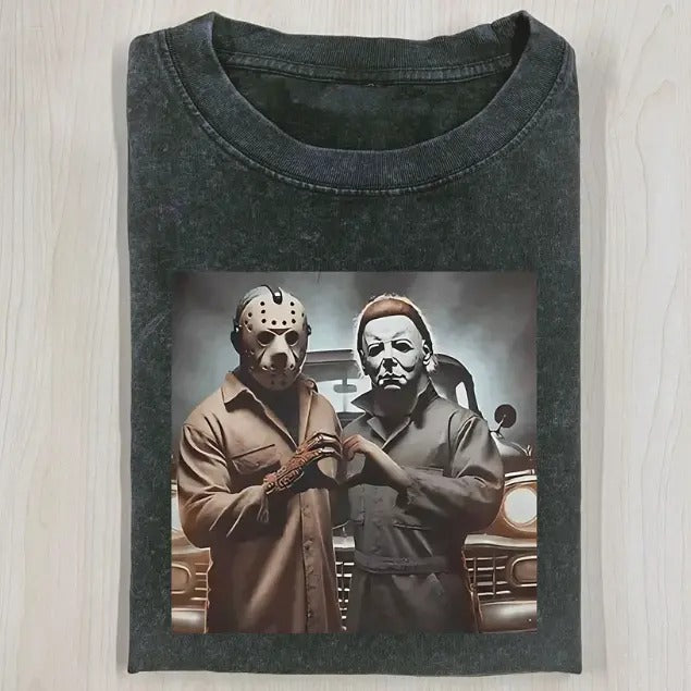 VINTAGE JASON AND MICHAEL HALLOWEEN T-SHIRT, Horror Movie Shirt, Horror Character, Funny Halloween Shirt, Unisex T-Shirt,...