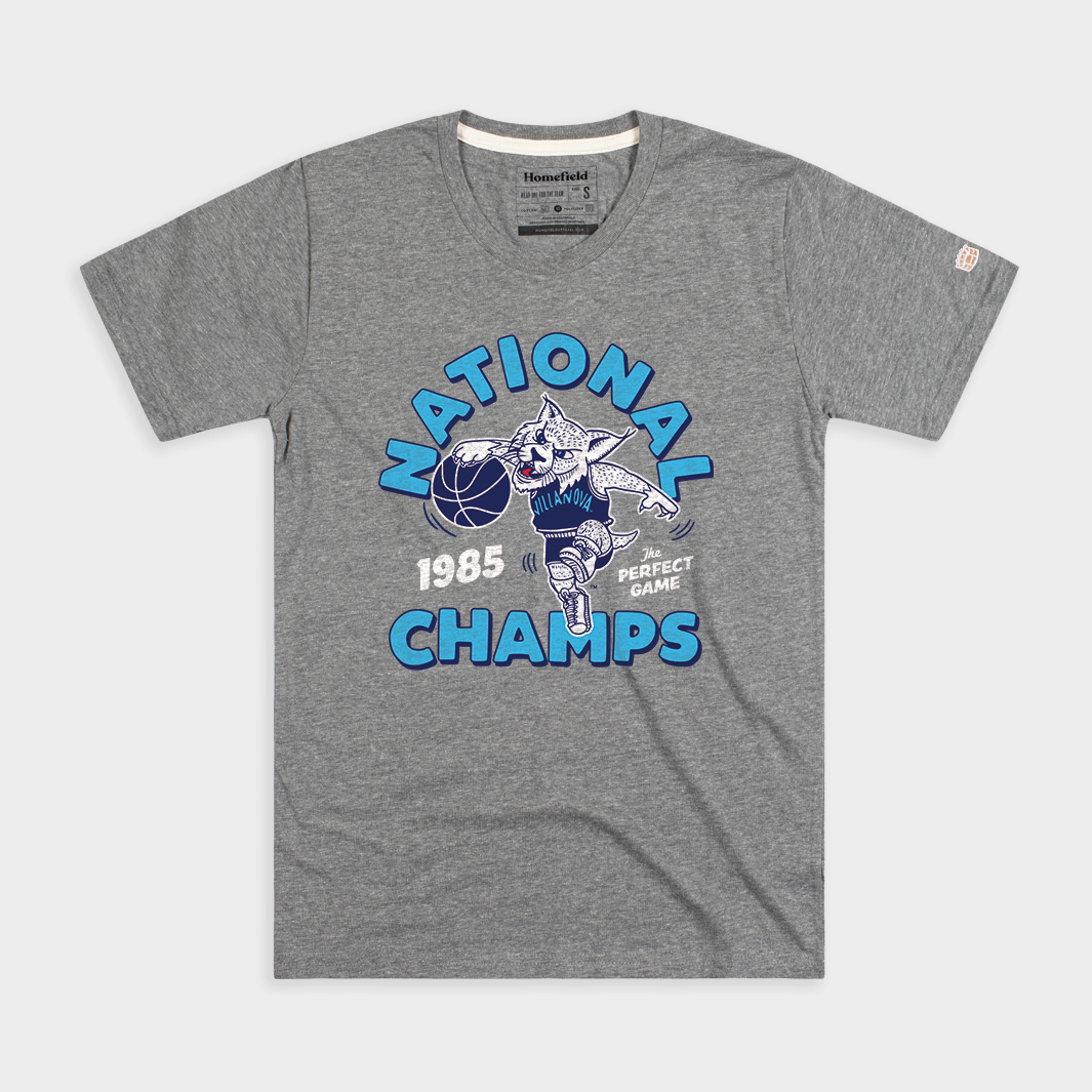 1985 National Champs Vintage Villanova Basketball Tee Style001