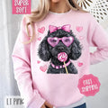 Valentine Black Doodle Sweatshirt, Valentine's Day Crewneck, Cute Women's Sweater T-Shirts, Hoodie | CiraTrend.com