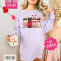 Valentine Cats Comfort Colors Sweatshirt, Valentine's Day Women's Crewneck, Holiday Cat Women's Sweater T-Shirts, Hoodie