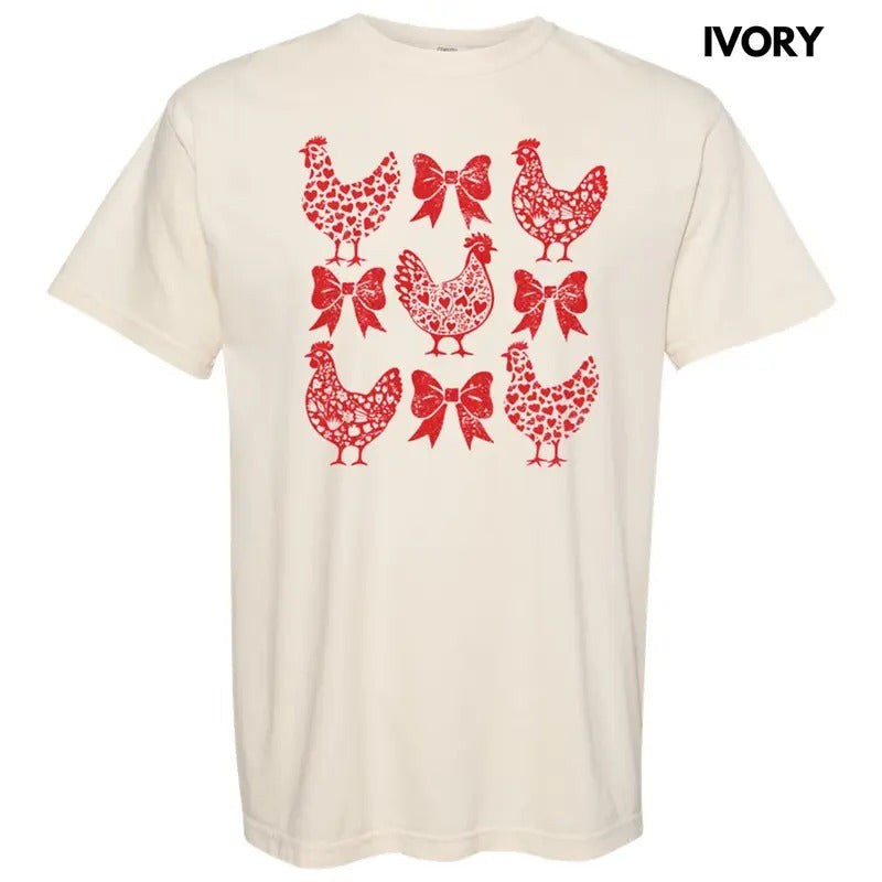 Valentine Chickens Comfort Colors T-Shirt Hoodie, Sweatshirt | CiraTrend.com