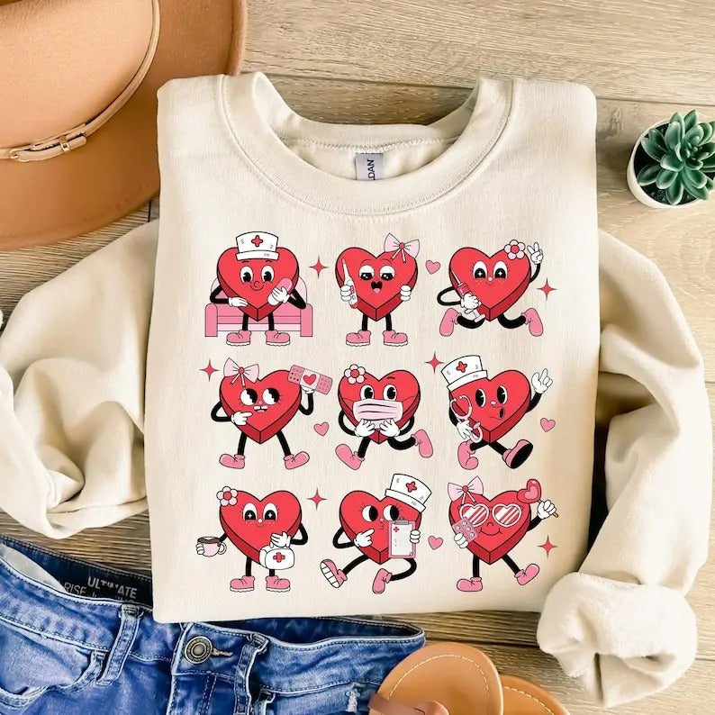 Valentine Nurse Sweatshirt Cupids Favorite Nurse , Funny Valentine , Retro Valentine , Nurse Valentines  , Valentines Day...