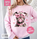 Valentine Pitbull Sweatshirt, Valentine's Day Crewneck, Cute Women's Sweater T-Shirts, Hoodie | CiraTrend.com