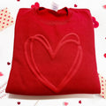 Valentine's Day Heart Puff Sweatshirt, Embossed Heart Sweatshirt, Valentines Day Shirt, Puff Heart Sweatshirt, Valentines...