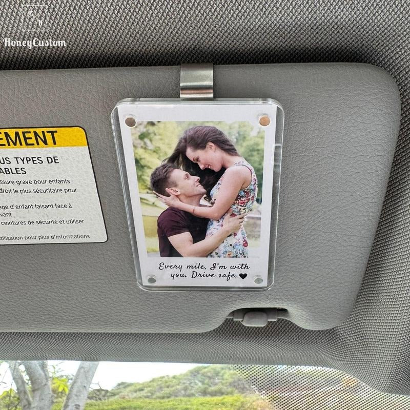 Valentine's Gift for Him - Personalized Car Visor Photo Clip, Romantic Boyfriend Gift, Couples Safe Driving Keepsake,...