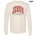 Varsity Jesus Red & Green Long Sleeve Comfort Colors T-Shirt 'NLB' Hoodie, Sweatshirt | CiraTrend.com