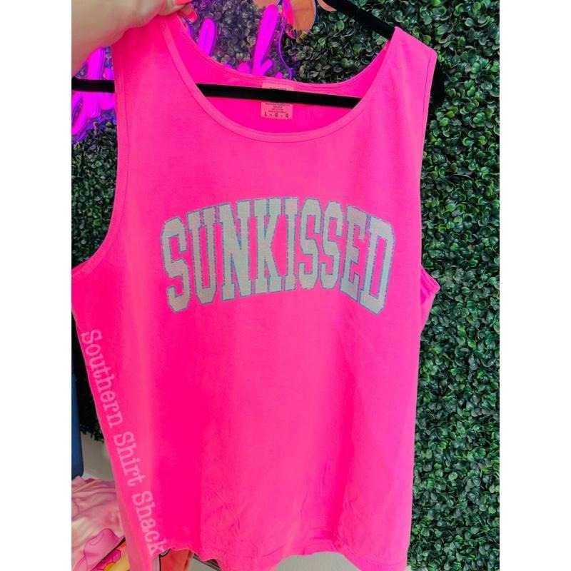 Varsity Sunkissed tank | neon pink  comfort colors tand T-Shirts, Hoodie, Sweatshirt | CiraTrend.com