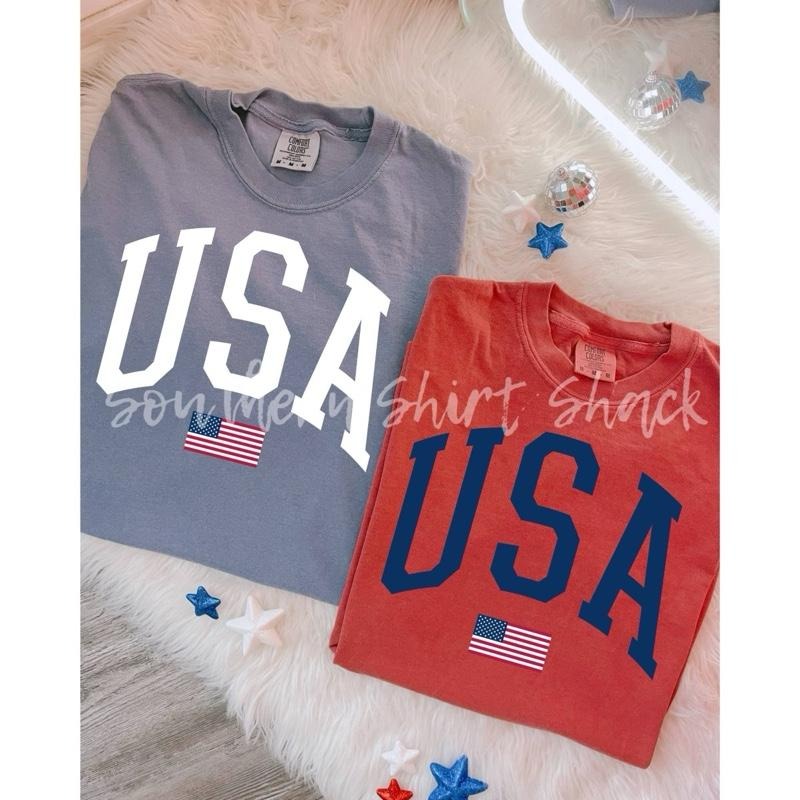 Varsity USA T shirt  | comfort colors t shirt | Patriotic Shirt | 4th of July Hoodie, Sweatshirt | CiraTrend.com